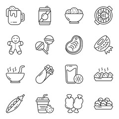 Set of Snacks Linear Icons 

