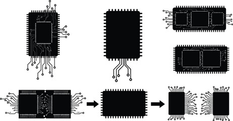 Elegant Memory Chip Architecture Silhouettes