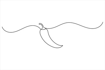 Chilli pepper icon in continuous one line minimalist design, isolated vector for modern food and cooking illustrations