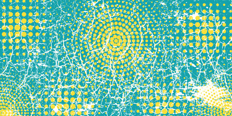 Green halftone gradient pattern dots texture with tech digital background. Pop art comic dots, modern, vector.