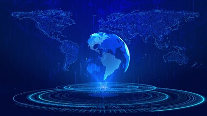 Network connection Abstract technology background digital connecting data planet. Map Earth of dots. Blockchain Global world, cloud computing IT development, Ai Networking Fiber Optic. Transfer 5g Web - Powered by Adobe