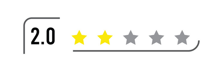 Obraz premium Rating Icon 2 Stars Review Graphic – Low Score Feedback Concept Design
