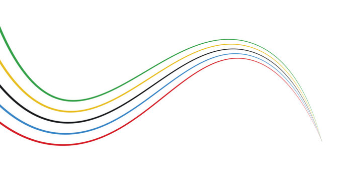 abstract wavy stripes with the colors of Paris Olympics games 2025 . vector illustration
