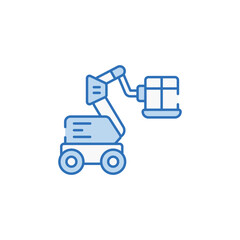 Telescopic Boom Lift icon design with white background stock illustration