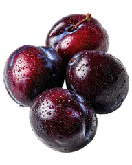 Fototapeta premium Clean Minimal Studio Shot of 4–5 Fresh Vibrant Prunes