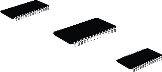 IC Chip Silhouette Vector Art