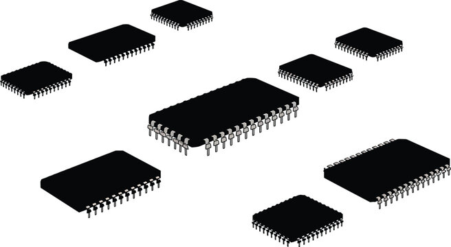 IC Chip Silhouette Vector