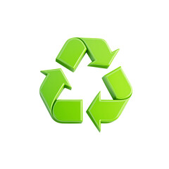 Obraz premium Green recycling symbol isolated on transparent background