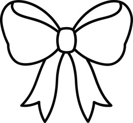 Simple christmas bow line art vector illustration
