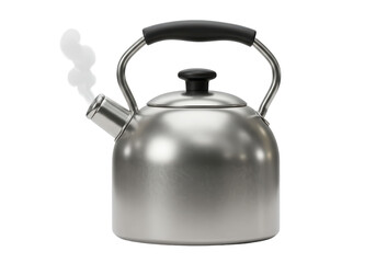 Isolated Stainless Steel Kettle with Steam