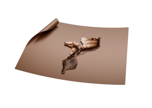 Map Of Mozambique Old Style Brown On Unrolled Map Paper Sheet 3d Illustration