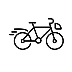 Fototapeta premium Simple black line art icon of a bicycle in motion
