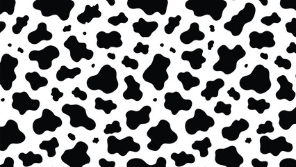 Modern abstract cow print. Black and white texture vector on transparent.