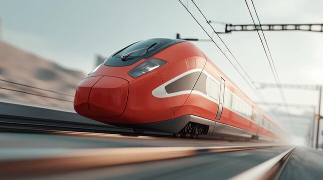 a high-speed train speeding along the track