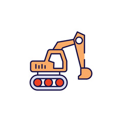 Excavator icon design with white background stock illustration