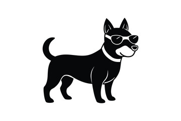 Silhouette art illustration of a cute dog wearing sunglasses.eps