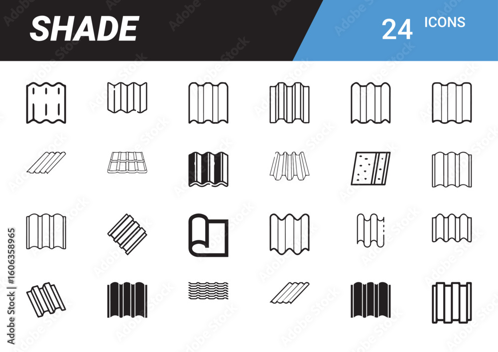 Poster shade icon set: a comprehensive set of 24 meticulously designed shade icons. this collection covers 