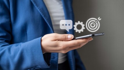 Business goals strategy innovation planning chat target teamwork message success communication on transparent background