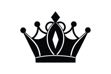 Silhouette art illustration of a king's crown with large gemstone settings.eps