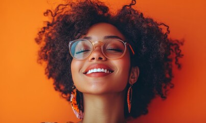 Joyful mixed-race young woman participating in virtual video team meeting, fostering inclusive and flexible work culture, Generative AI
