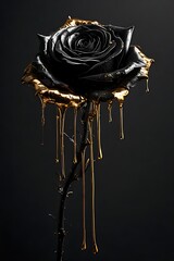 Black rose with golden drips