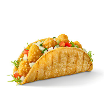 Crispy Tacos with Breaded Nuggets and Fresh Vegetables