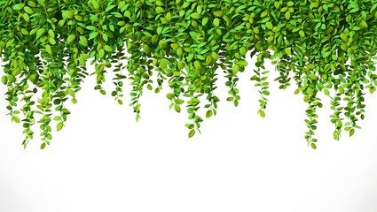 Obraz premium Lush green hanging vines cascading against a bright white background leaves foliage