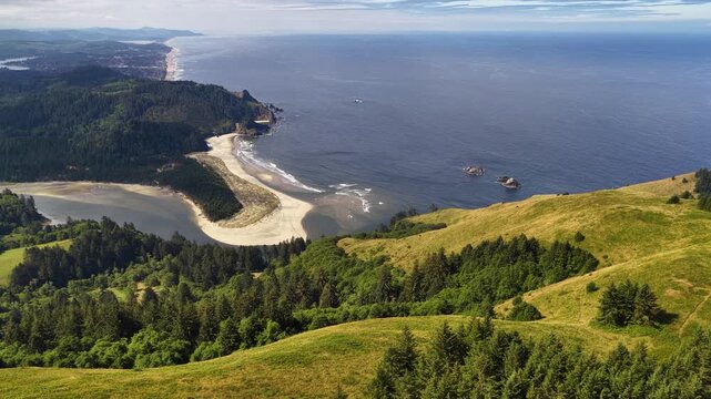 Cascade Head Preserve, Oregon - Shots of top looking south (4 clips) - All video shot from north of the preserve, no flying done over restricted area