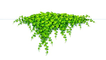 Fototapeta premium Lush green ivy cascading over a white surface plant leaves