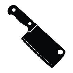 Black silhouette of a kitchen cleaver knife on a white background