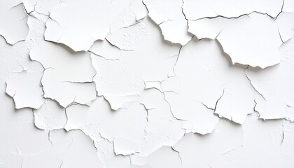 Obraz premium Cracked white paint on a weathered surface, showing texture and age.