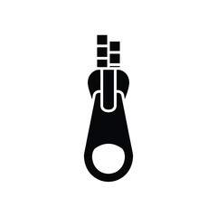 Close up of a black zipper pull and teeth on a white background