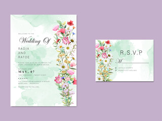 wild flowers wedding invitations card set