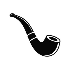 Classic black silhouette of a smoking pipe on a white background
