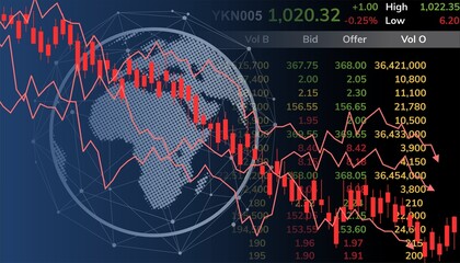 World down stock market vector. Ideal for global economic downturns, international financial...