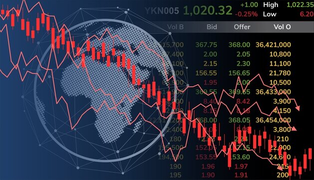 World down stock market vector. Ideal for global economic downturns, international financial crises, or worldwide investment concerns. global markets, indicating widespread economic challenges.