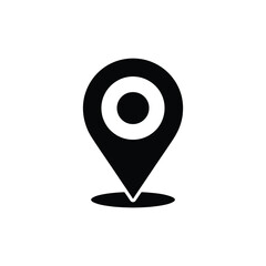 Black and white location pin icon with concentric circles