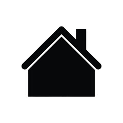 Simple black silhouette of a house with a chimney