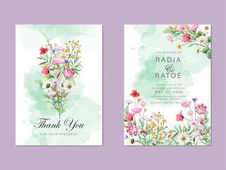 wild flowers wedding invitations card set