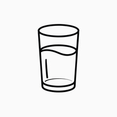 Simple outline drawing of a glass filled with water