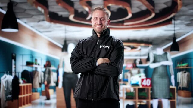 Mall Store Event: Man Guarding Retail Shop