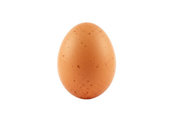 A single brown speckled egg isolated on a plain transparent background, representing a fresh ingredient