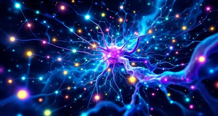 Obraz premium Abstract Neural Network Visualization A Deep Dive into Artificial Intelligence and Cognitive Computing