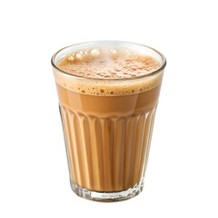 Steaming hot masala chai in glass traditional indian beverage drink photography on transparent background