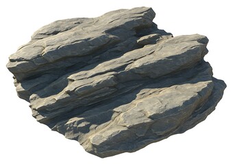 A single layered rock formation with a rough surface texture isolated against a white background