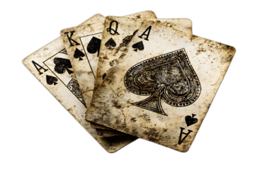 Weathered Playing Cards With Spade Royal Flush