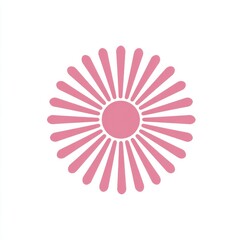 Pink Sunburst Design on White Background Minimalist Graphic