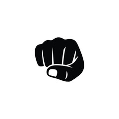 Black Clenched Fist Silhouette, Raised Up Gesture, Protest Sign, Symbol of Power