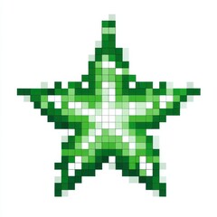 Fototapeta premium Pixelated Green Star on White Background