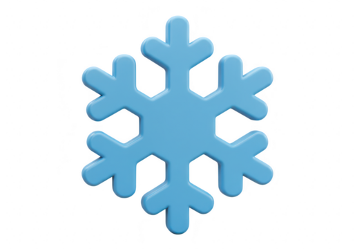 A bright blue snowflake icon symbolizing winter and cold weather, isolated on a transparent background